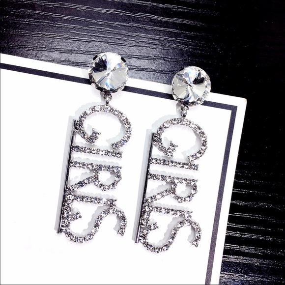 GIRLS Earrings Sparkle Bling Rhinestone Long - Picture 3 of 5